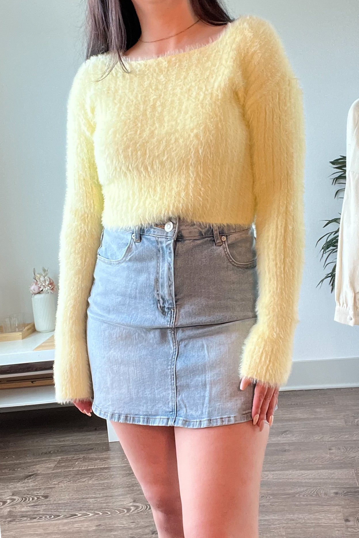 Amelia Fuzzy Crop Sweater